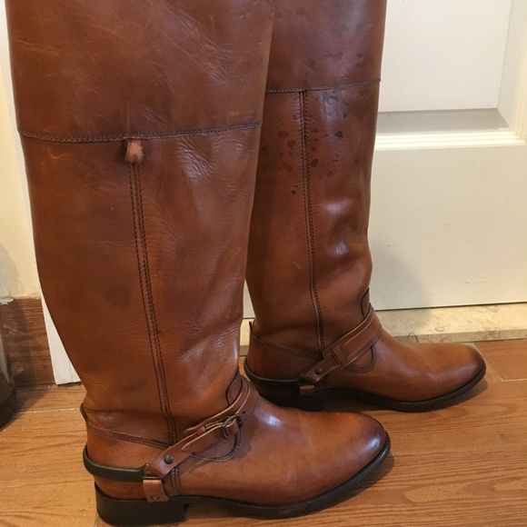 Frye Lindsay Spur Boots - Tan Colored Leather - 8M - Picture 5 of 7